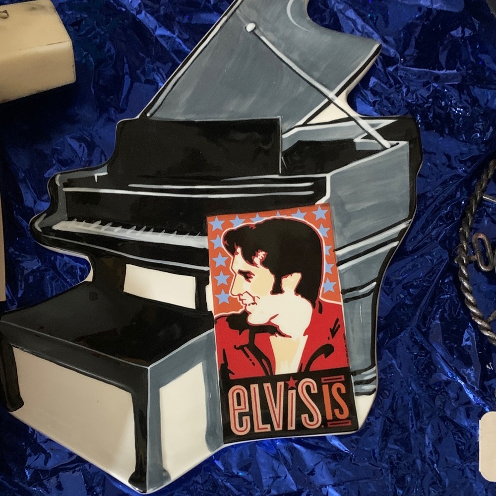Pacifica Black Piano Handcrafted Ceramic Dish Featuring Elvis Presley Collection